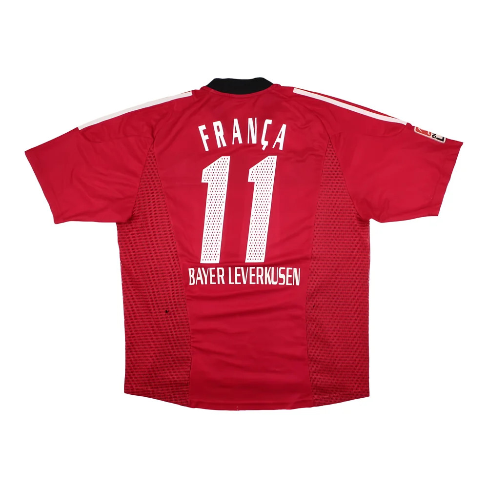 '02-'04 Bayer Leverkusen Home Shirt ) (Franca #11) (Very Good) Polyester Made By: Adidas Men's Red Extra Large