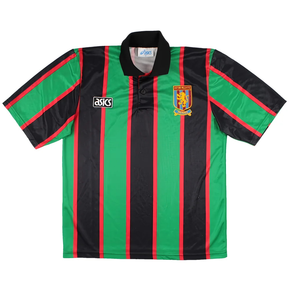'93-'95 Aston Villa Away Shirt ) (Excellent) Polyester Made By: Asics Men's Green Extra Large