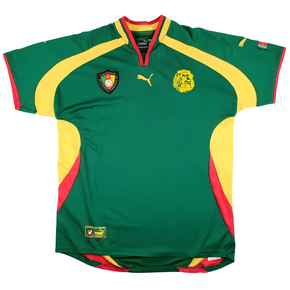 '00-'02 Cameroon Home Shirt ) (Very Good) Polyester Made By: Puma Men's Green Extra Large
