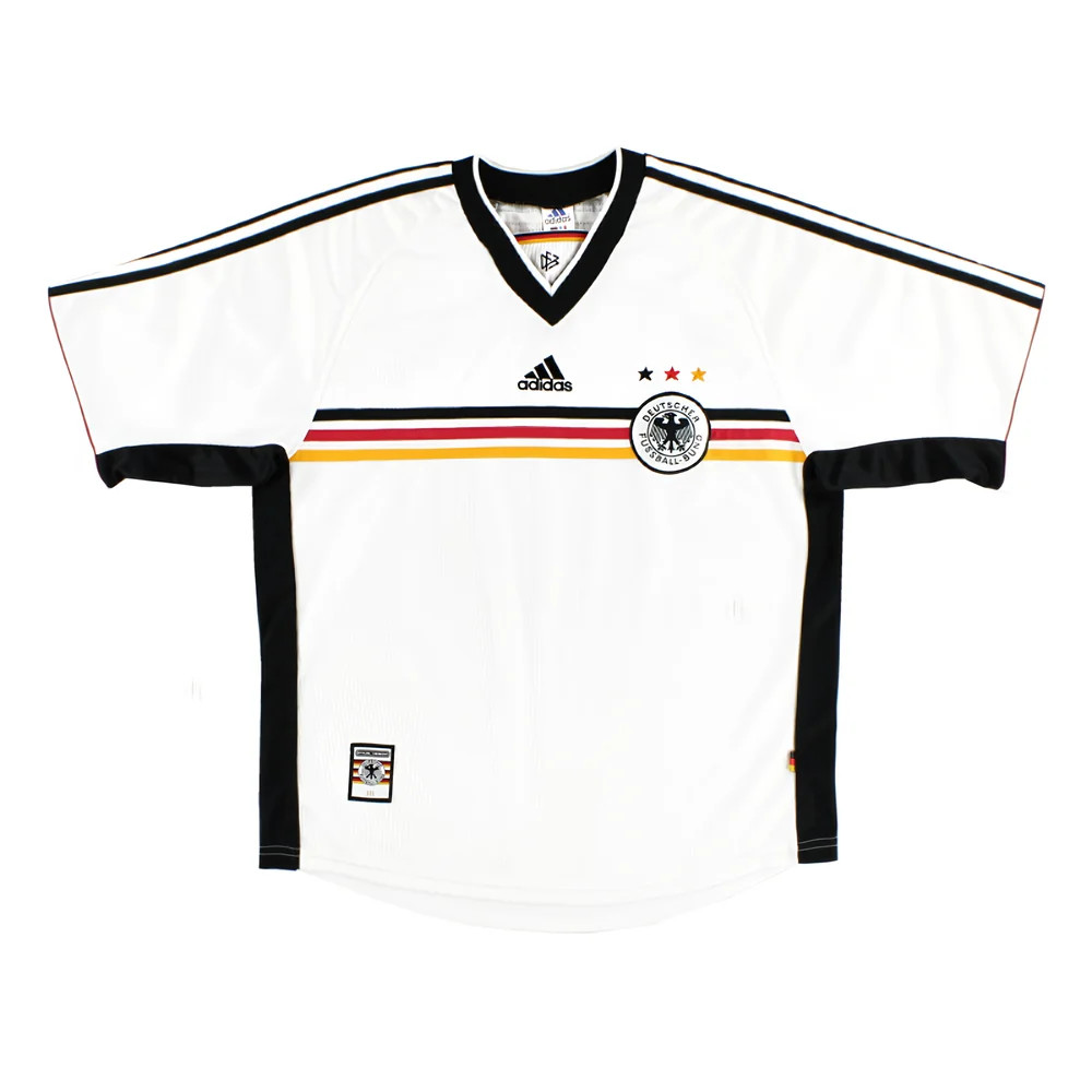 '98-'00 Germany Home Shirt (Very Good) Polyester Made By: Adidas Men's White Extra Large