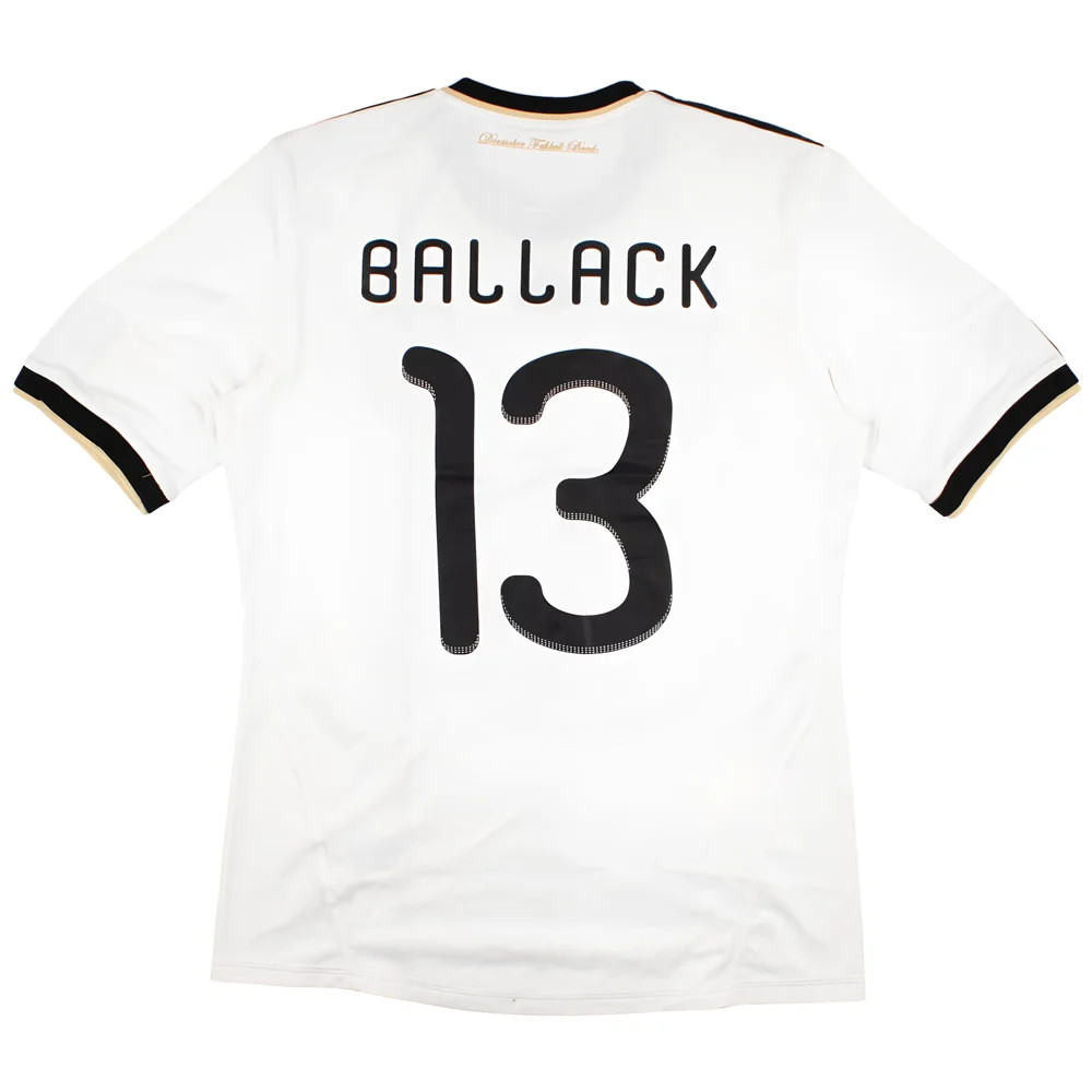 '10-'11 Germany Home Shirt (M) Ballack #13 (Excellent) Polyester Made By: Adidas Men's White Medium
