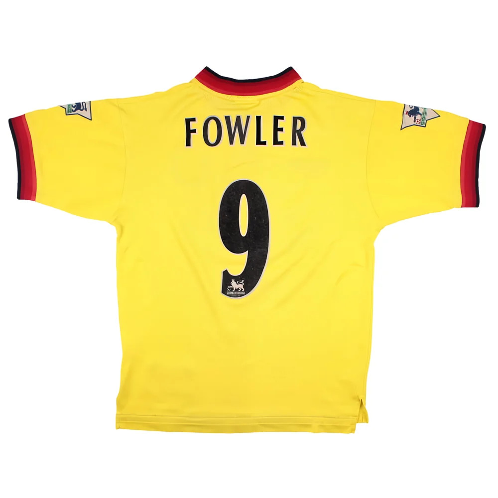'97-'99 Liverpool Away Shirt (S) Fowler #9 (Excellent) Polyester Made By: Reebok Men's Yellow Small