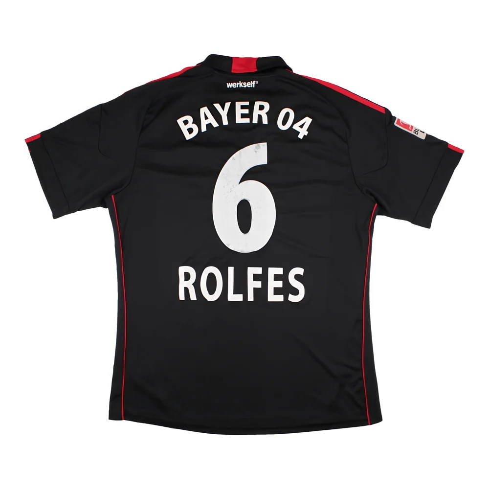'10-'11 Bayer Leverkusen Home Shirt ) Rolfes #6 (Very Good) Polyester Made By: Adidas Men's Black Extra Large