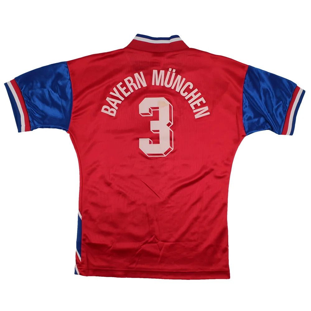 '93-'95 Bayern Munich Home Shirt ) #3 (Very Good) Polyester Made By: Adidas Men's Red Extra Small