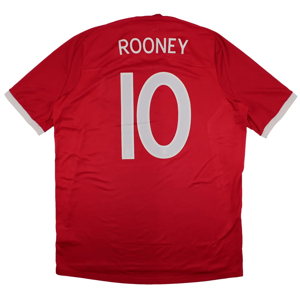 '10-'11 England Away Shirt (L) Rooney #10 (Very Good) Polyester Made By: Umbro Men's Red Large