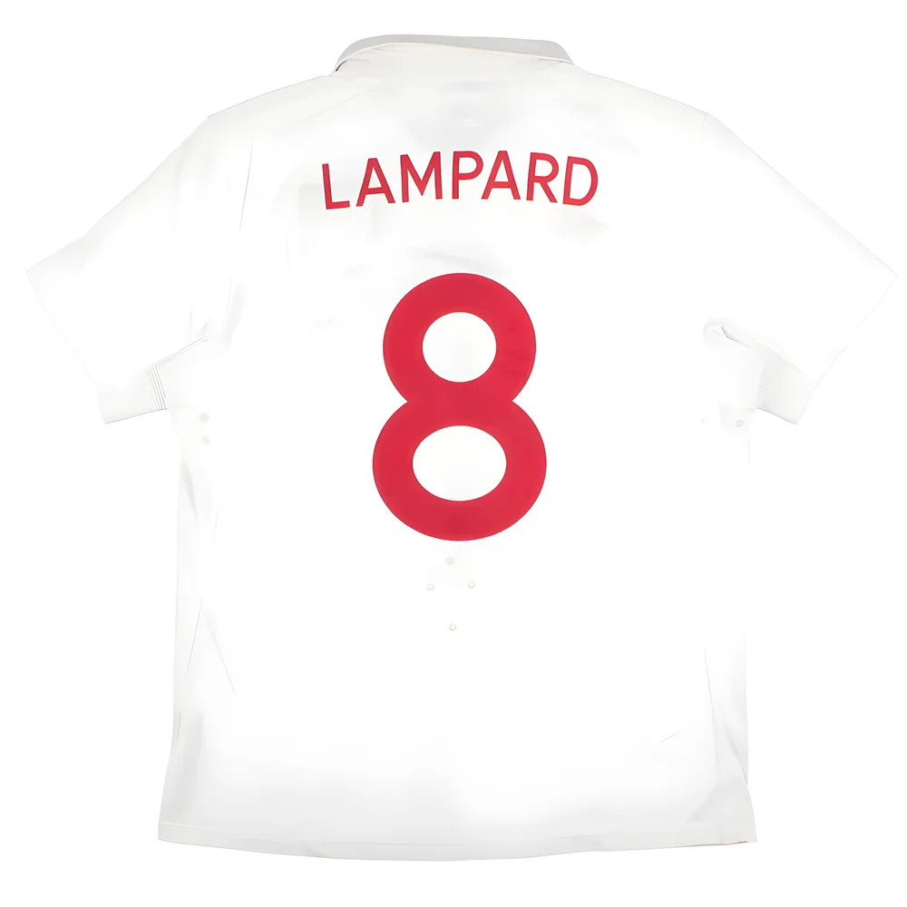 '09-'10 England Home Shirt ) Lampard #8 (Excellent) Polyester Made By: Umbro Men's White Extra Large