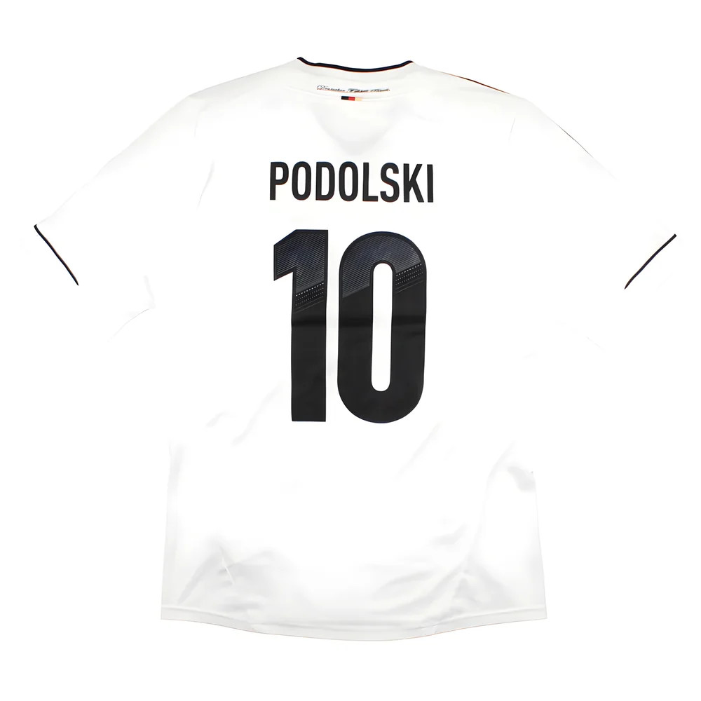 '12-'13 Germany Home Shirt (M) Podolski #10 (Excellent) Polyester Made By: Adidas Men's White Medium