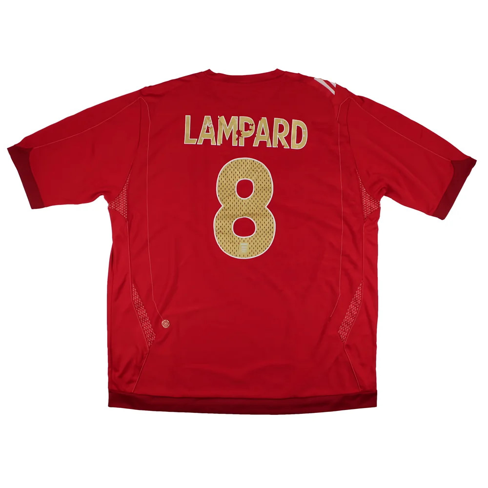 '06-'08 England Away Shirt ) Lampard #8 (Very Good) Polyester Made By: Umbro Men's Red Extra Large