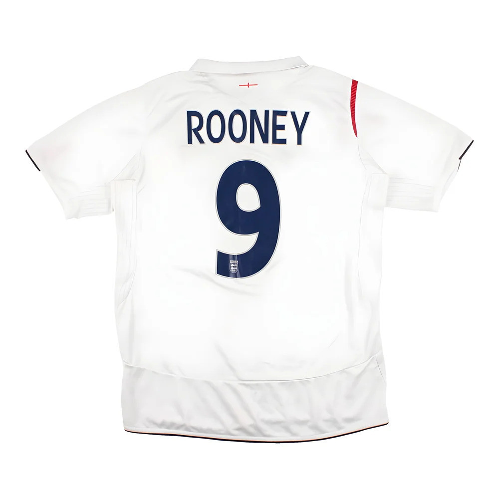 '07-'09 England Home Shirt (Rooney #9) (Fair) Polyester Made By: Umbro Men's White Xxl