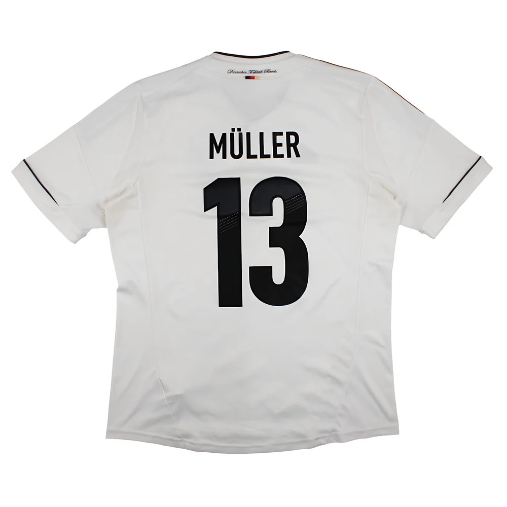 '12-'13 Germany Home Shirt (L) Muller #13 (Good) Polyester Made By: Adidas Men's White Large