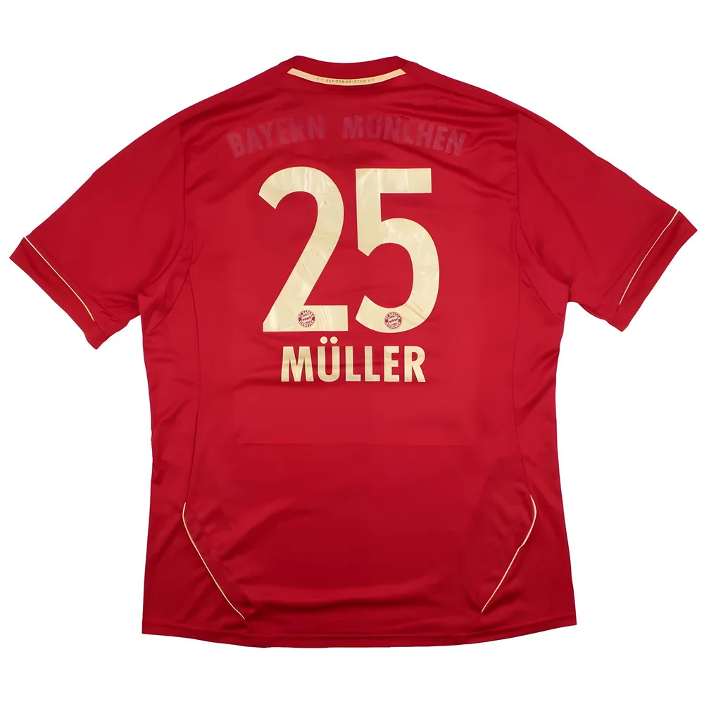 '11-'13 Bayern Munich Home Shirt ) Muller #25 (Good) Polyester Made By: Adidas Men's Red Extra Large