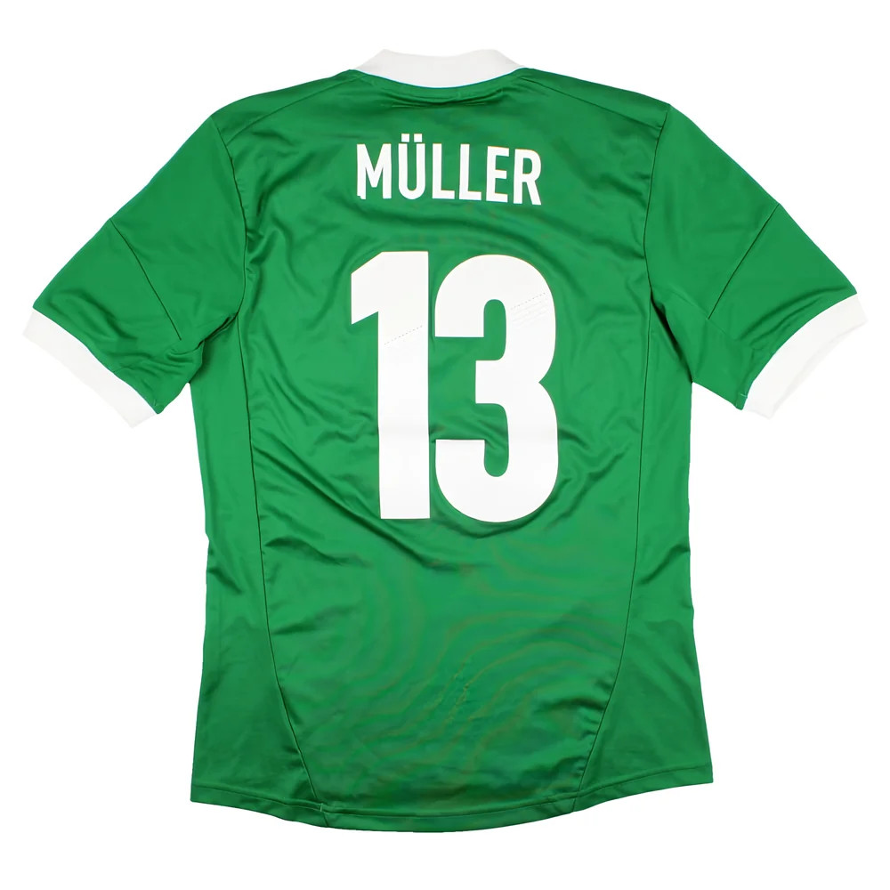 '12-'13 Germany Away Shirt (S) Muller #13 (Good) Polyester Made By: Adidas Men's Green Small