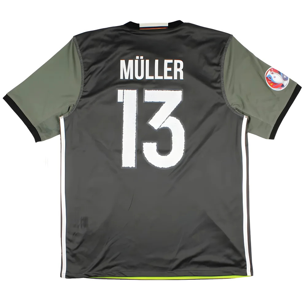 '16-'17 Germany Away Shirt (M) Muller #13 (Excellent) Polyester Made By: Adidas Men's Black Medium