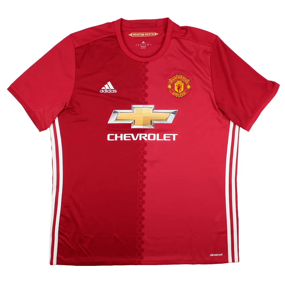 '16-'17 Manchester United Home ) (Excellent) Polyester Made By: Adidas Men's Red Extra Large