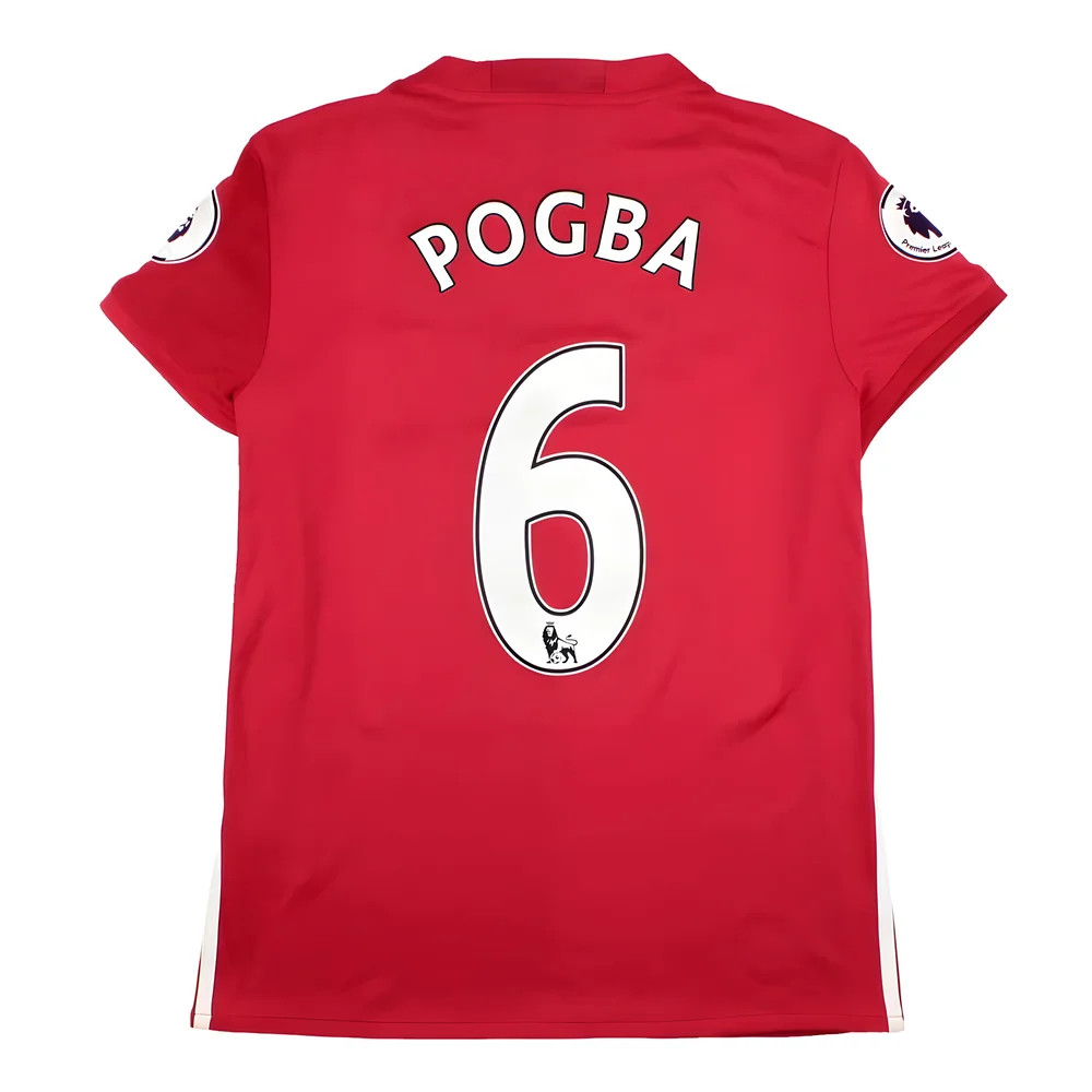 '16-'17 Manchester United Home Shirt ( 12) Pogba #6 (Very Good) Polyester Made By: Adidas Women's Red Medium