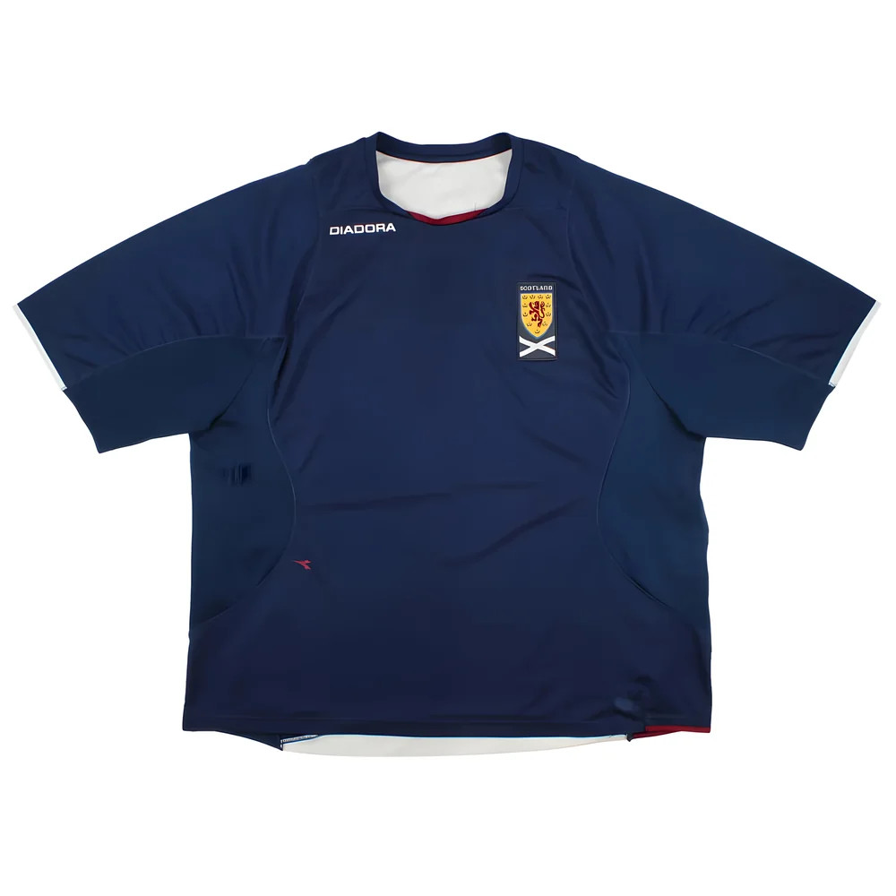 '07-'08 Scotland Diadora Training Shirt ) (Very Good) Polyester Men's Navy Xxl