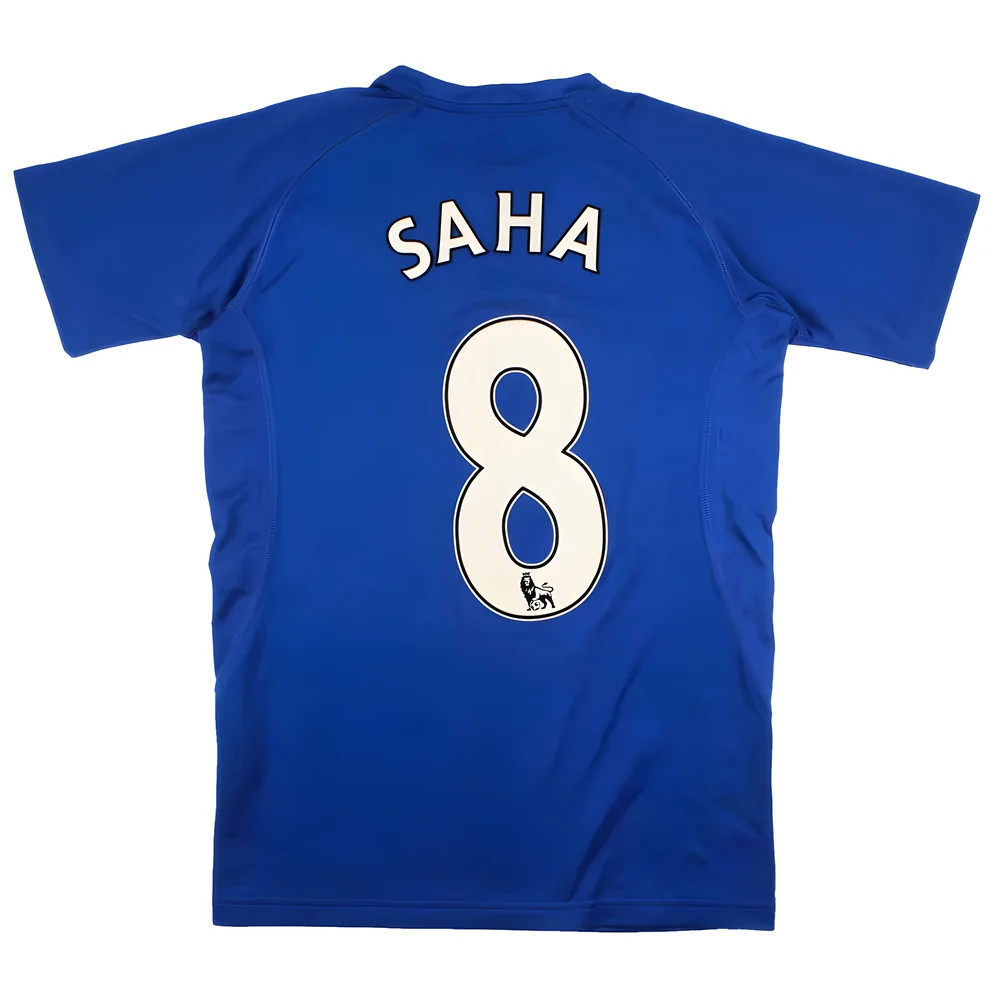 '10-'11 Everton Home Shirt (Saha #8) (S) (Very Good) Polyester Made By: Le Coq Sportif Men's Blue Small