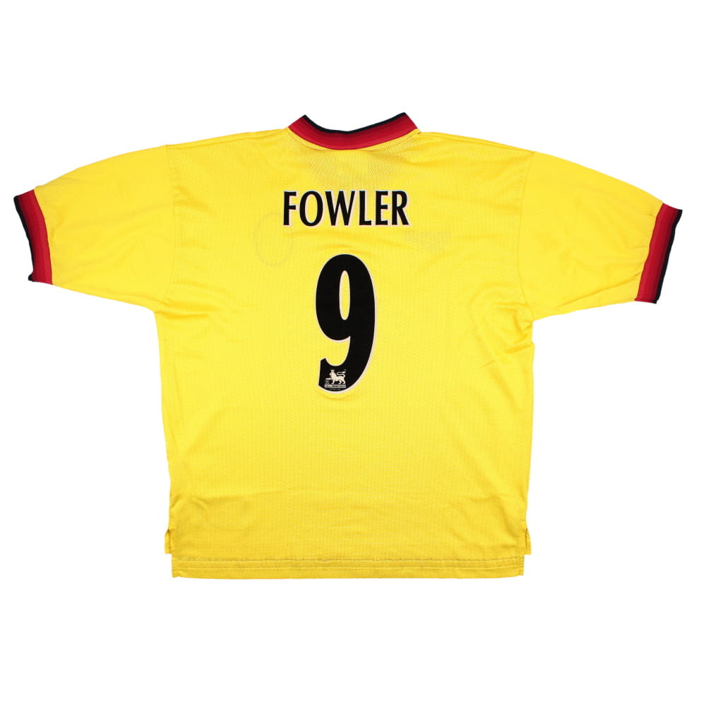 '97-'99 Liverpool Away Shirt (L) Fowler #9 (Excellent) Polyester Made By: Reebok Men's Yellow Large