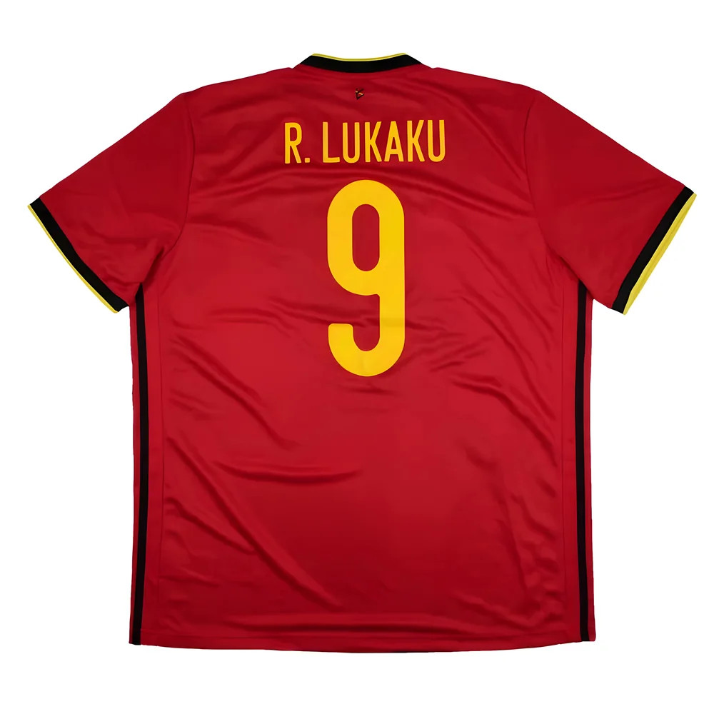 '20-'22 Belgium Home Shirt ) Lukaku #9 (Excellent) Polyester Made By: Adidas Men's Red Extra Large