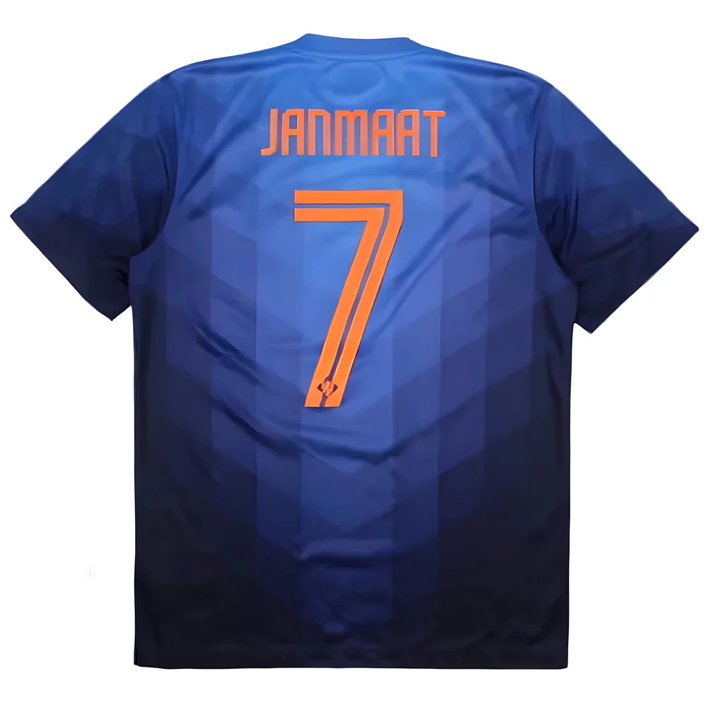 '14-'15 Holland Away Shirt (Janmaat #7) (M) (Excellent) Polyester Made By: Nike Men's Blue Medium