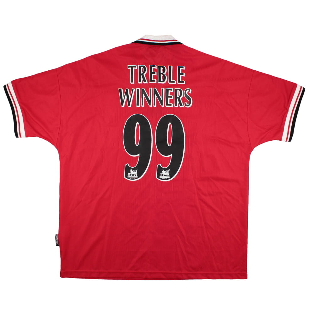 '98-'00 Manchester United Home Shirt ) Treble Winners #99 (Excellent) Polyester Made By: Umbro Men's Red Xxl