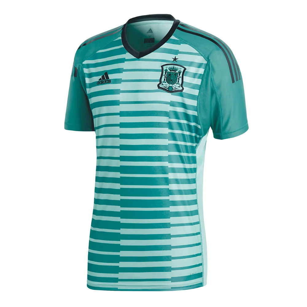 '18-'19 Spain Gk Home Shirt (M) (Excellent) Polyester Made By: Adidas Men's Aqua Medium