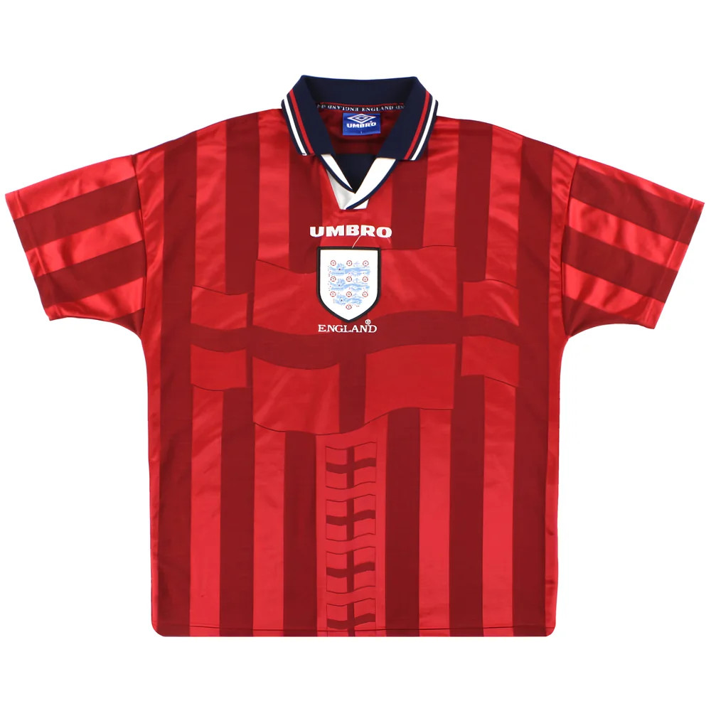'97-'99 England Away Shirt (Good) Polyester Made By: Umbro Men's White Extra Large