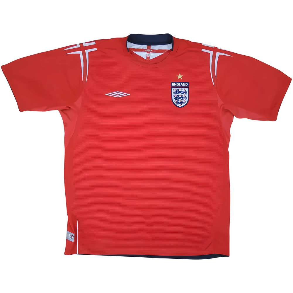 '04-'06 England Away Umbro Shirt ) (Excellent) Polyester Men's Red Xxl