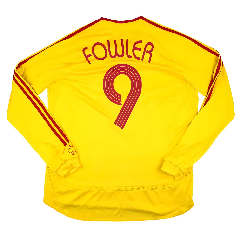 '06-'07 Liverpool Long Sleeve Away Shirt ) Fowler #9 (Very Good) Polyester Made By: Adidas Men's Yellow Extra Large