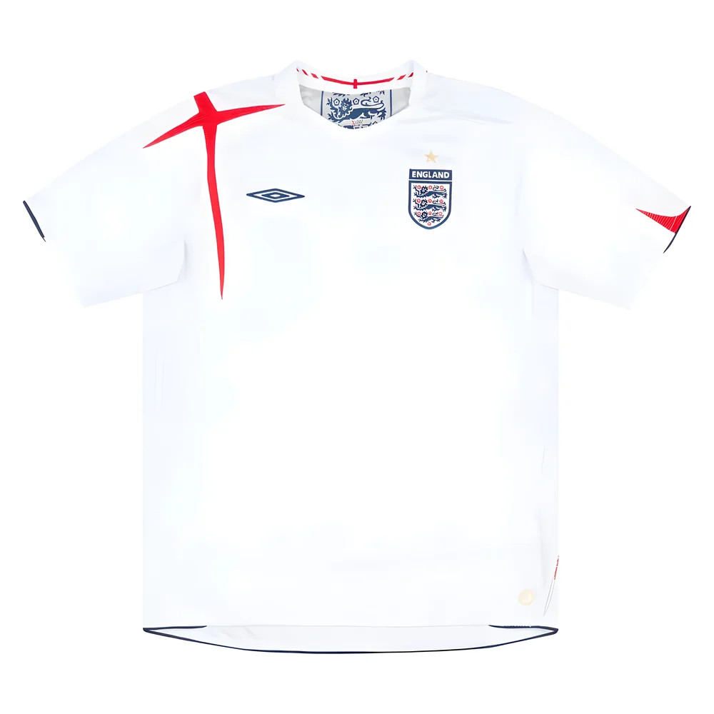 '05-'07 England Home Shirt ) (Very Good) Polyester Made By: Umbro Men's White Xxl