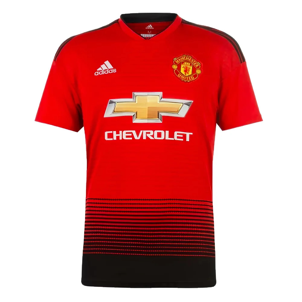 '18-'19 Manchester United Home Shirt (Excellent) Polyester Made By: Adidas Men's Red Medium