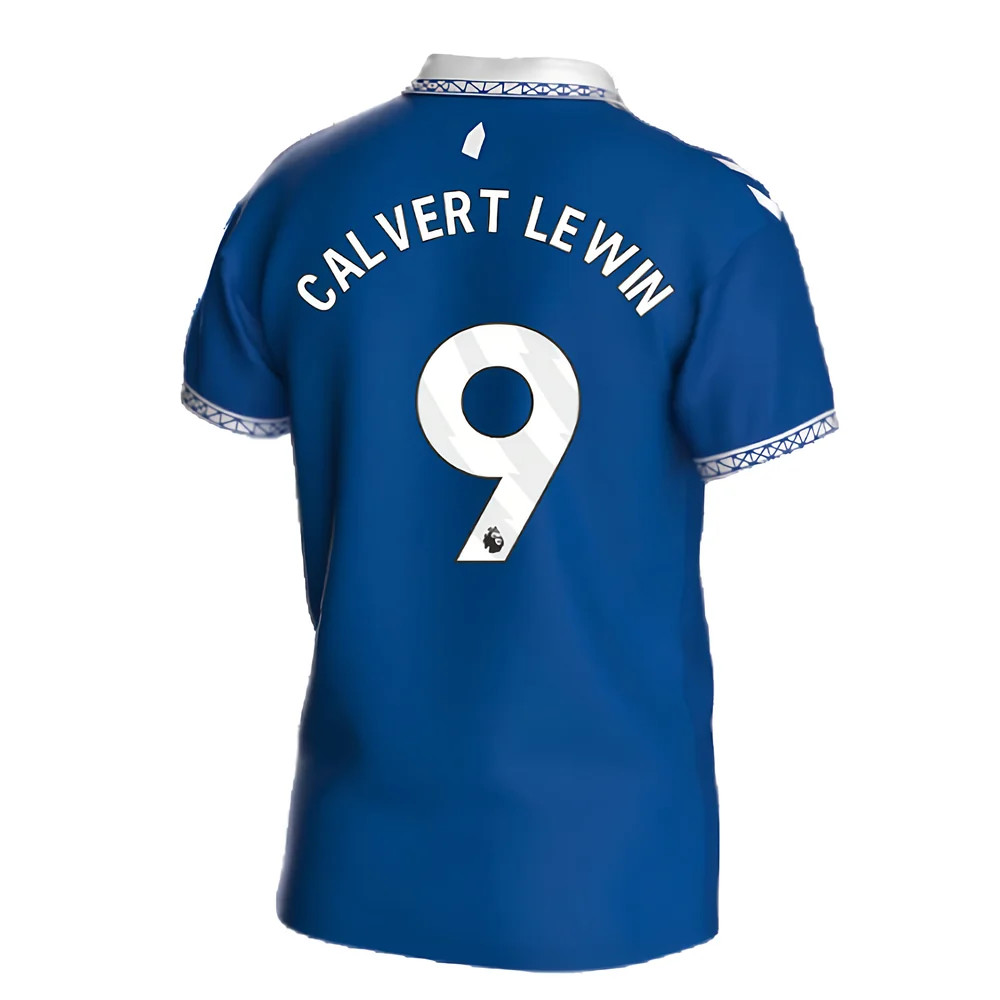 '23-'24 Everton Home Shirt (Kids) Boys) Calvert-Lewin #9 (Bnwt) Polyester Made By: Hummel Unisex Kids Blue Medium