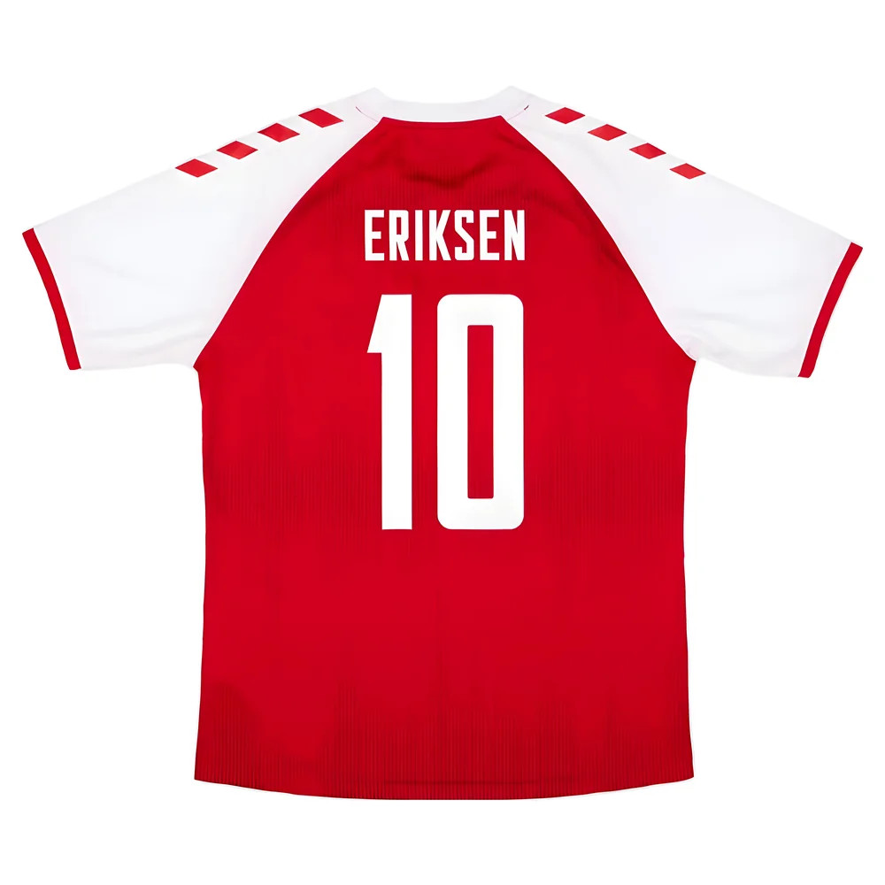 '20-'21 Denmark Home Shirt (L) Eriksen #10 (Excellent) Polyester Made By: Hummel Men's Red Large
