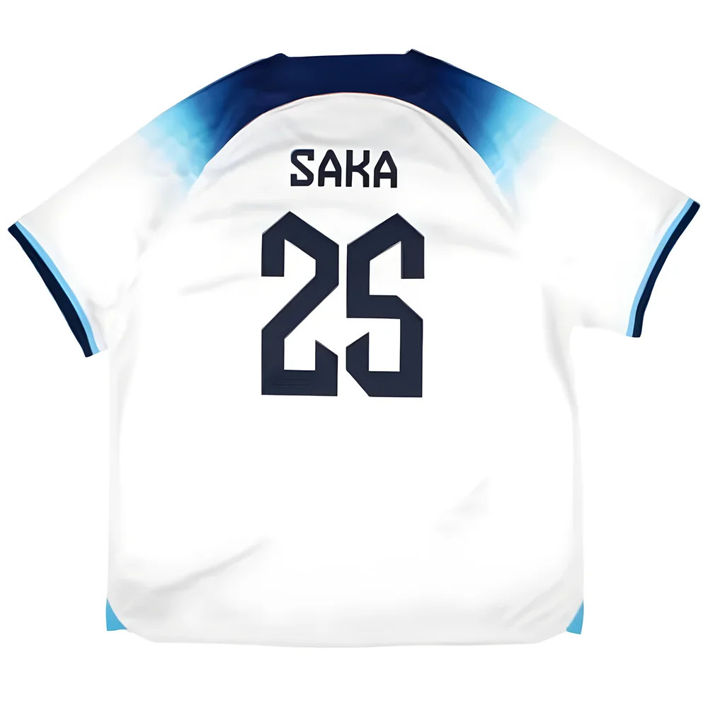 '22-'23 England Home Shirt ) Saka #25 (Mint) Polyester Made By: Nike Men's White Xxl