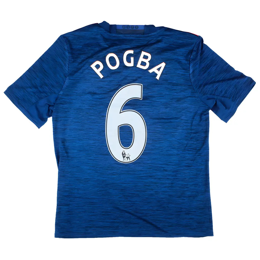 '16-'17 Manchester United Away Shirt (Xlb) Pogba #6 (Very Good) Kids Polyester Made By: Adidas Unisex Kids Blue Extra Large