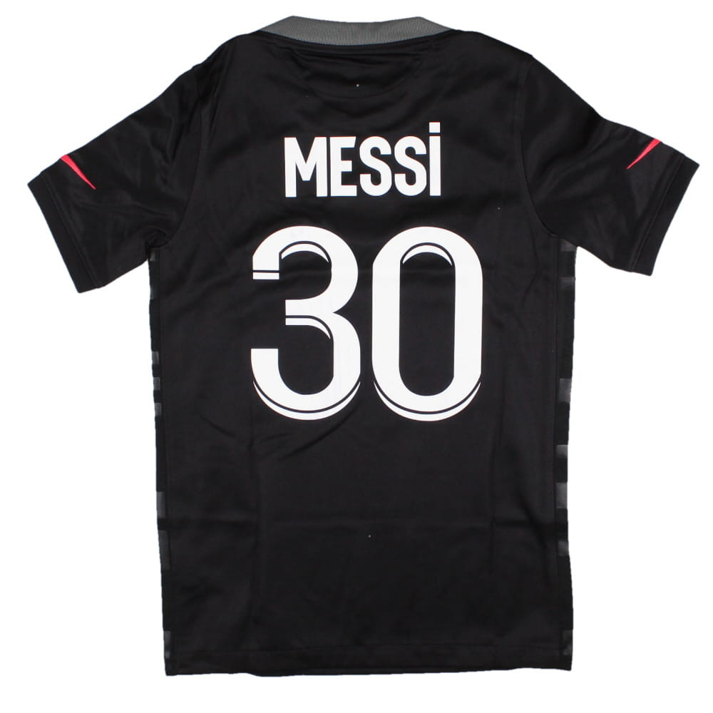'21-'22 Psg 3Rd Shirt (Sb) Messi #30 (Bnwt) Kids Polyester Made By: Nike Unisex Kids Black Small