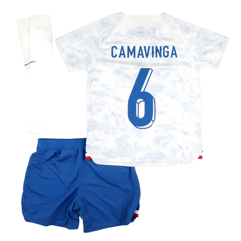 '22-'23 France Away Mini Kit (Xlb) Camavinga #6 (Bnwt) Kids Polyester Made By: Nike Unisex Kids White Extra Large