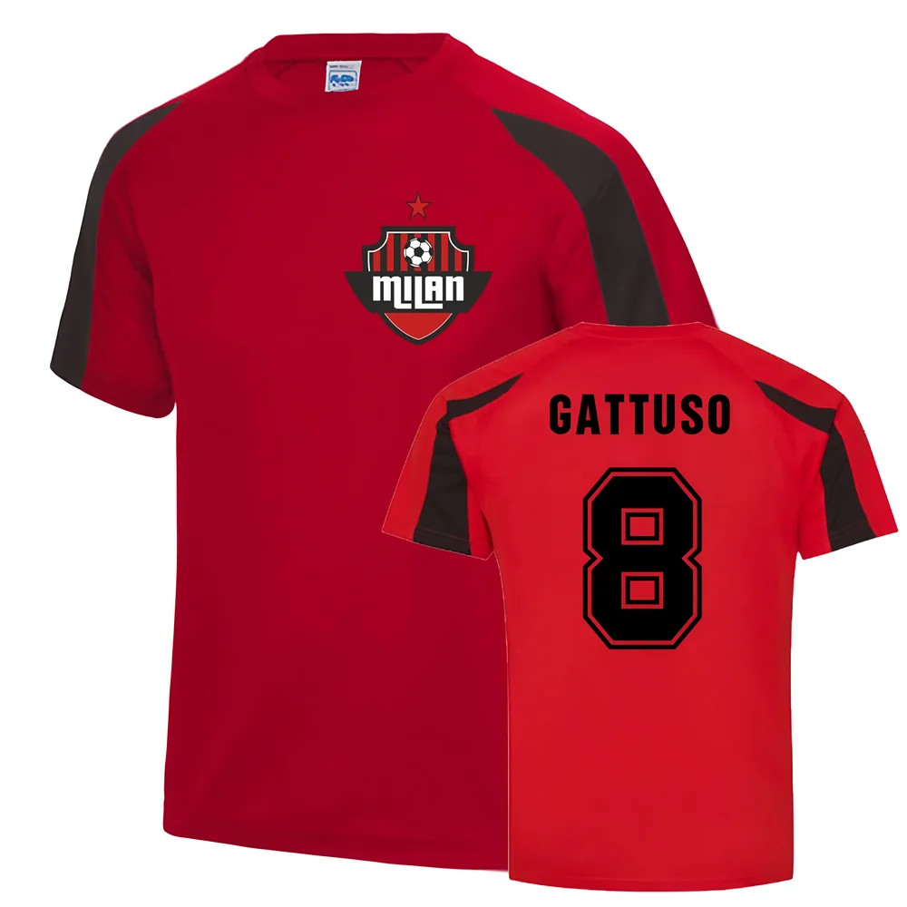 Gennaro Gattuso Milan Sports Training Jersey (Red) Polyester Ac Milan Uksoccershop Men's Red Extra Large