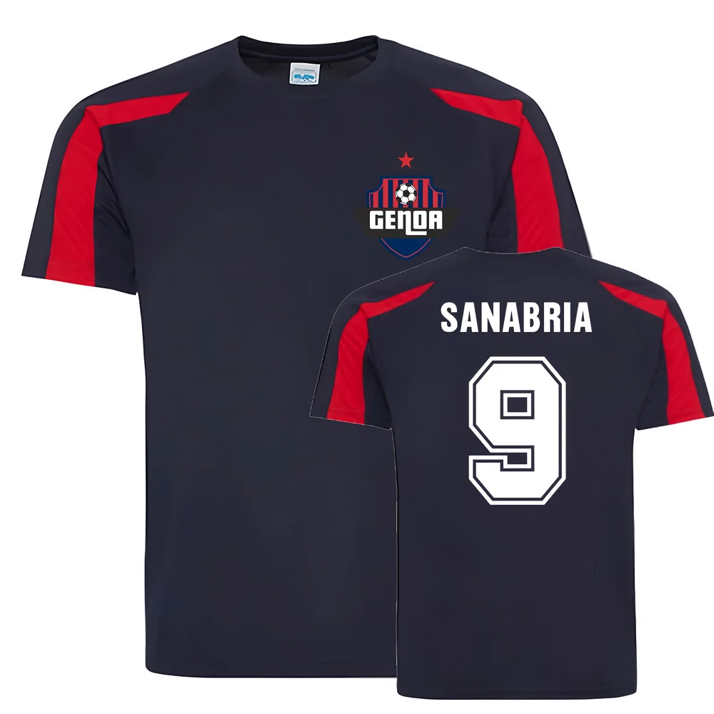 Antonio Sanabria Genoa Sports Training Jersey (Navy) Polyester Uksoccershop Men's Navy Extra Large