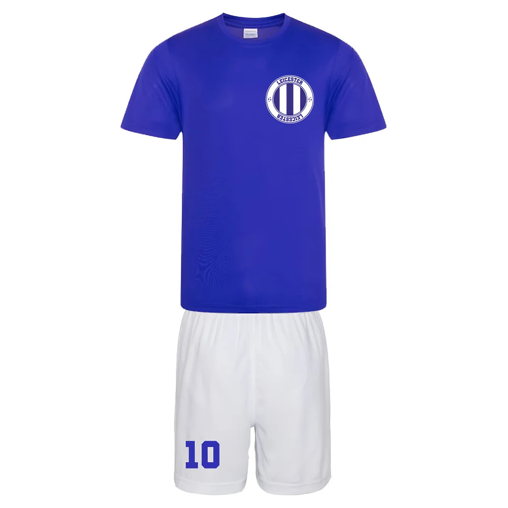 Personalised Leicester Training Kit Polyester Uksoccershop Men's Blue Extra Small