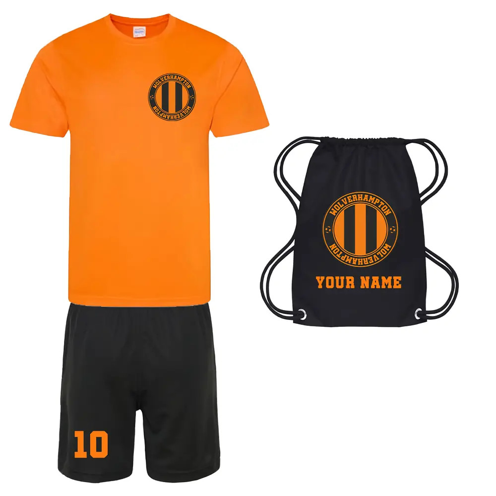 Personalised Wolverhampton Training Kit Package Polyester Wolves Uksoccershop Men's Orange Extra Small