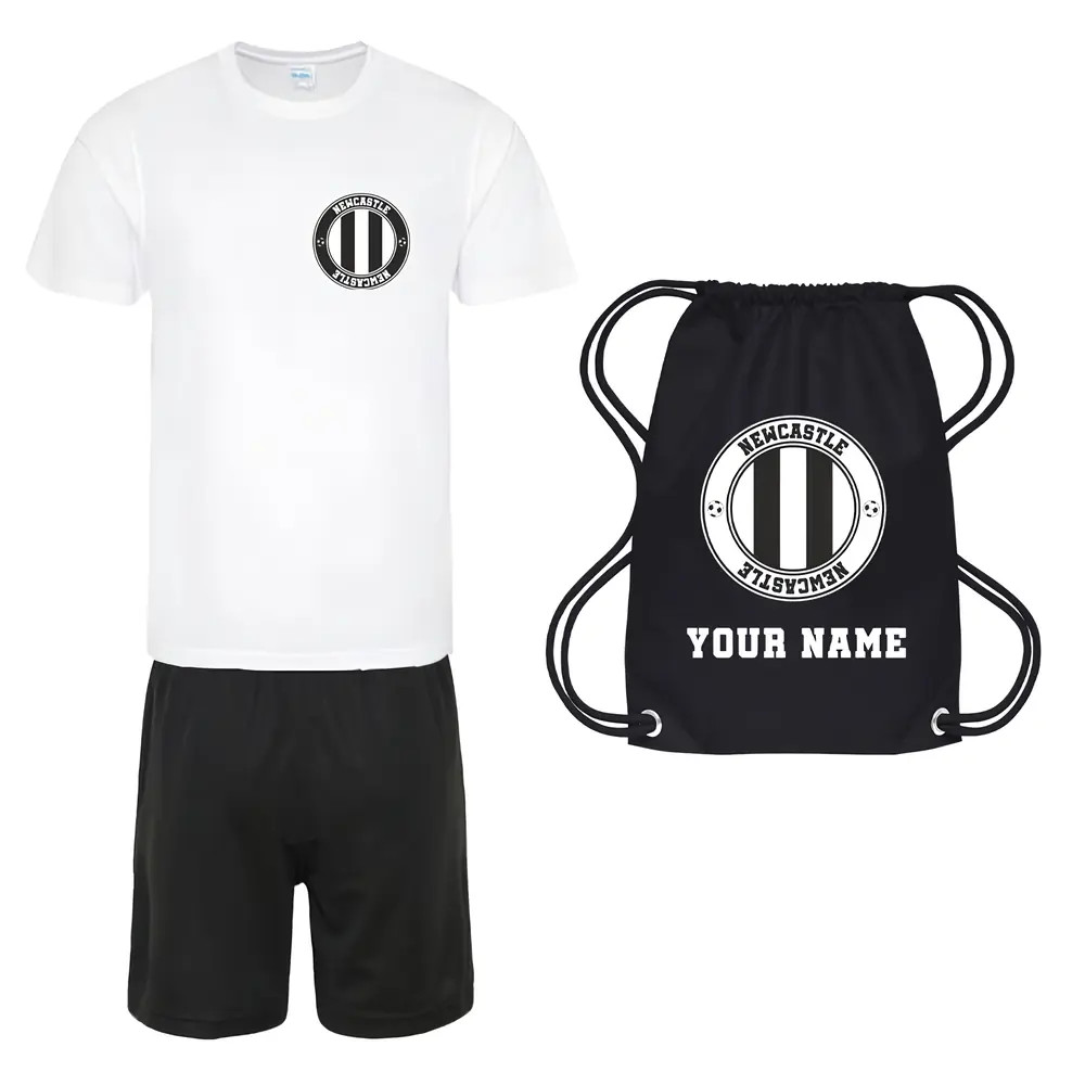 Personalised Newcastle Training Kit Package Polyester Uksoccershop Men's White Large