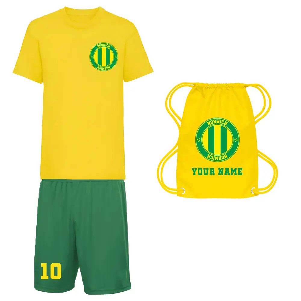Personalised Norwich Training Kit Package Polyester Uksoccershop Men's Yellow Extra Small