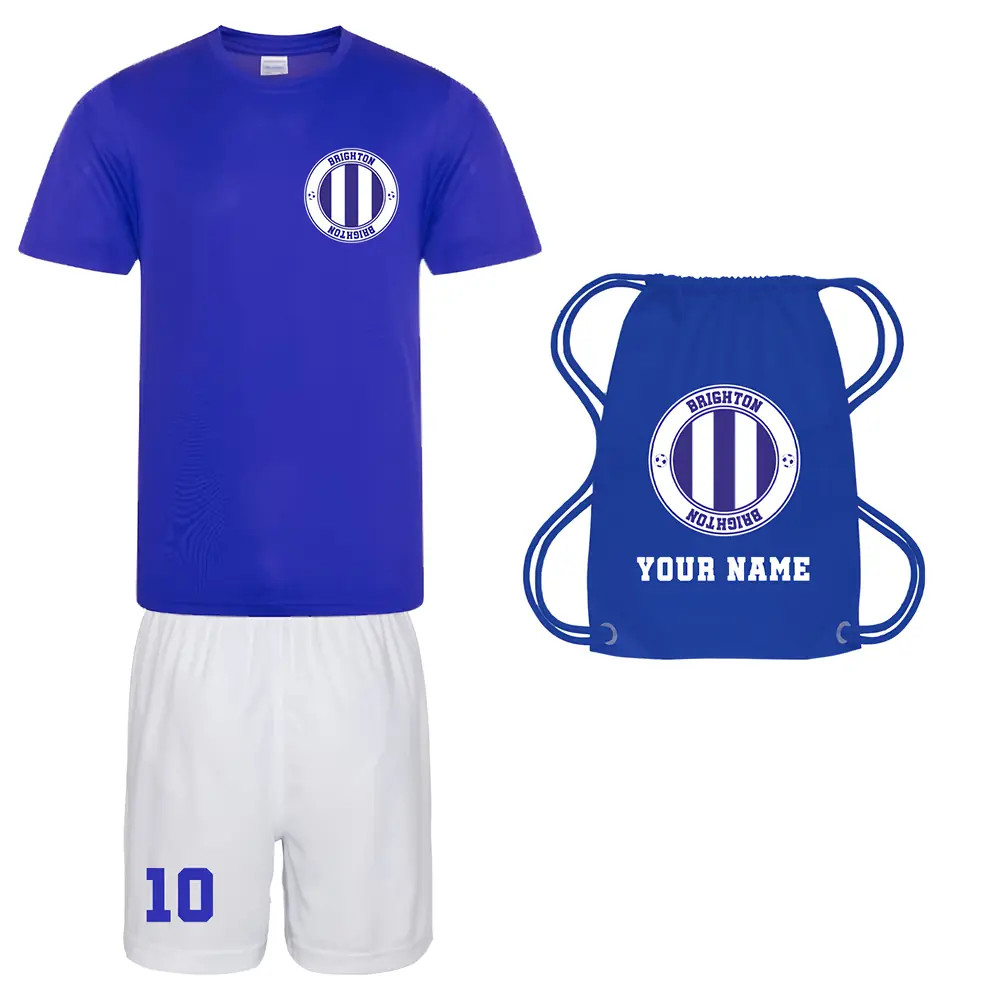 Personalised Brighton Training Kit Package Polyester Uksoccershop Men's Blue Extra Large