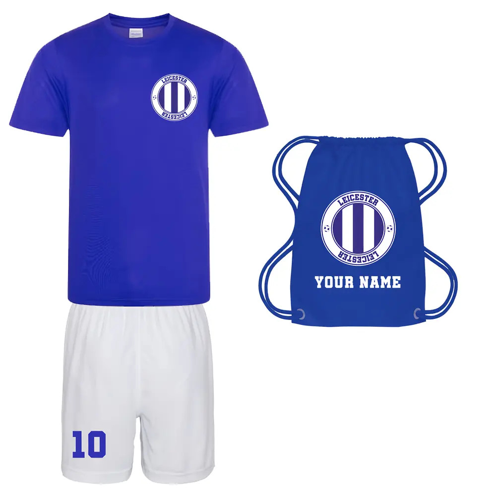 Personalised Leicester Training Kit Package Polyester Uksoccershop Men's Blue Small