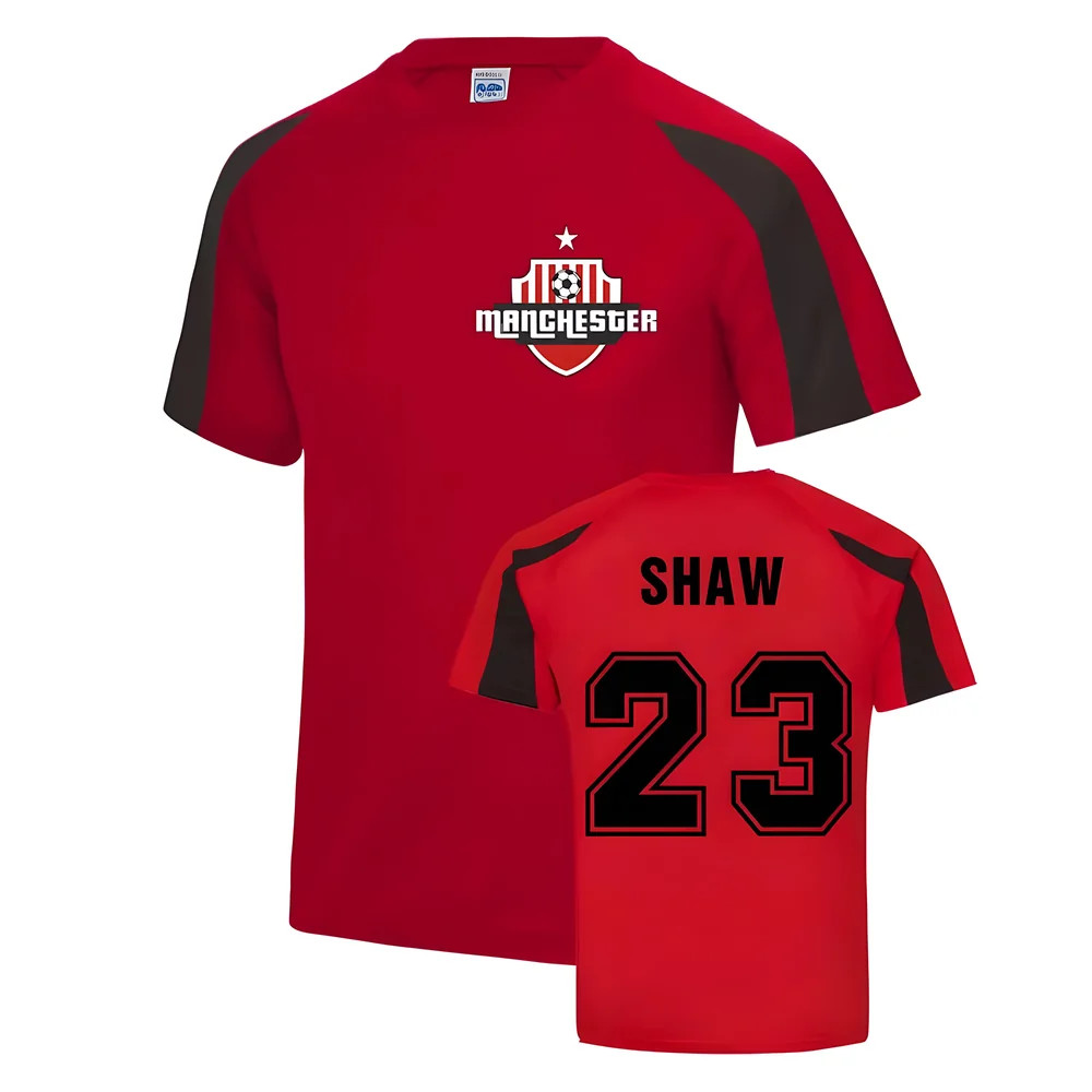Luke Shaw Manchester Sports Training Jersey (Red) Polyester Manchester United Uksoccershop Men's Red Large
