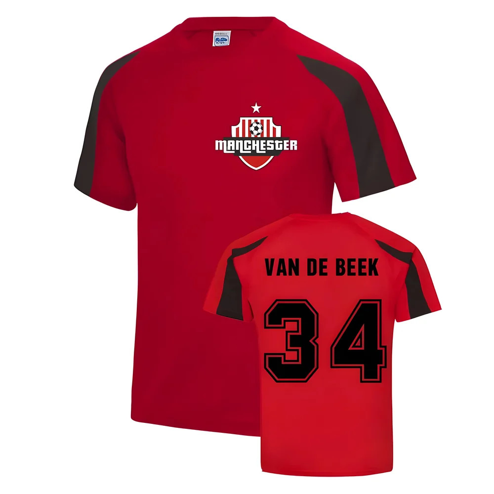 Donny Van De Beek Manchester Sports Training Jersey (Red) Polyester Manchester United Uksoccershop Men's Red Extra Large