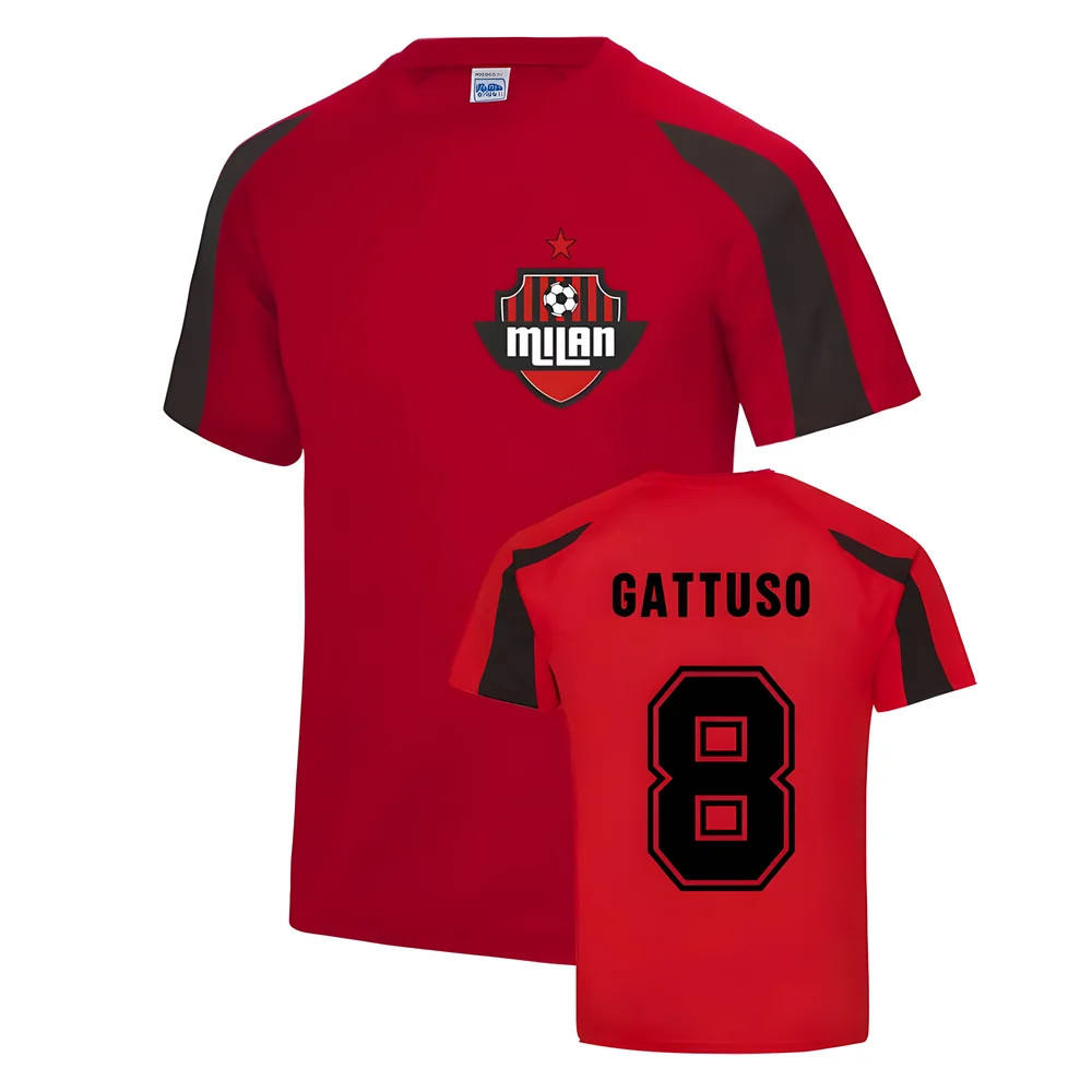 Gennaro Gattuso Milan Sport Training Jersey (Red) Polyester Ac Milan Uksoccershop Men's Red Medium