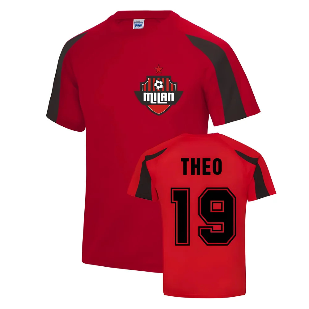 Theo Hernandez Milan Sport Training Jersey (Red) Polyester Ac Milan Uksoccershop Men's Red Xxl