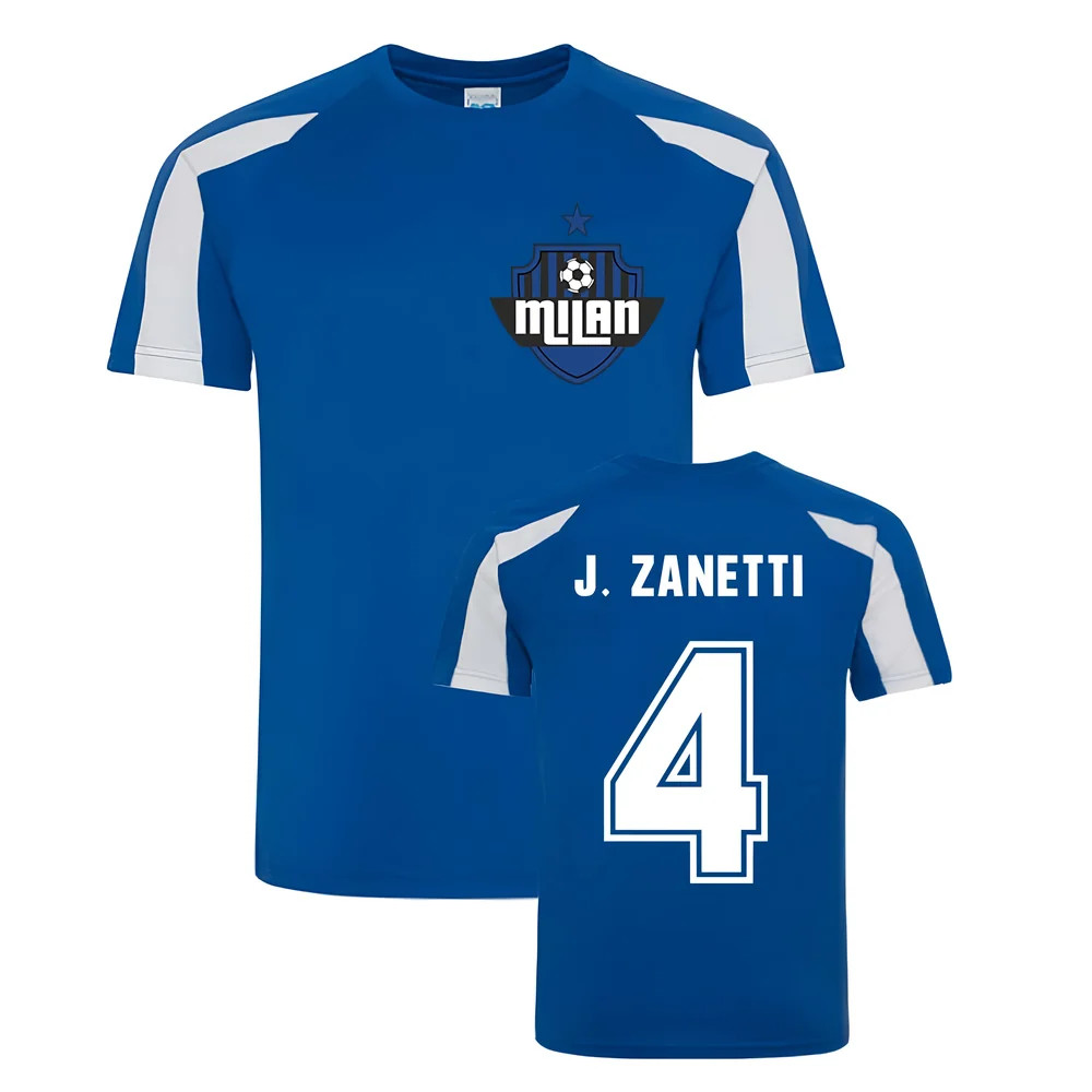 Javier Zanetti Milan Sport Training Jersey (Blue) Polyester Inter Milan Uksoccershop Men's Blue Large